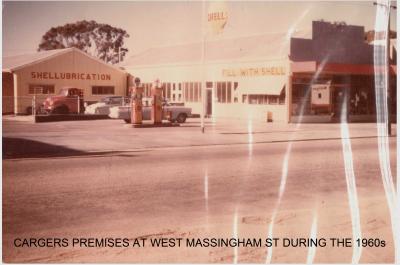 Colour photograph.  Cargers premises at West Massingham Street in the mid 1960's.  Farmways current location