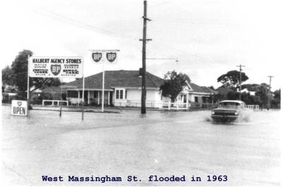 Black and White photograph West Massingham Street flooded in 1963