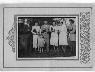 Black and White photograph Fleming, Mrs Harold Fleming, Cyril Fleming, Frances Kennewell, Edith Thornton, Myrtle Fleming, Joan Fleming