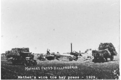 Black and White photograph Mather's wire tie hay press