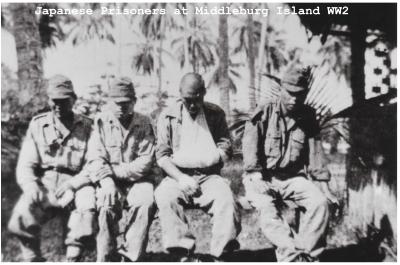 Black and White photograph Japanese prisoners at Middleburg Island WW2