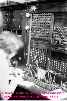 Black and White photograph A woman working on the Kellerberrin Phone exchange during the 1930's