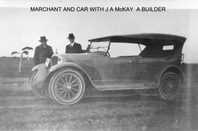 Black and White photograph Marchant and car with J A McKay, a builder