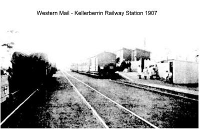 Black and White photograph.  Western Mail - Kellerberrin Railway Station