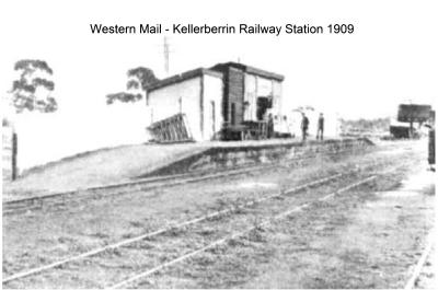 Black and White photograph.  Western Mail - Kellerberrin Railway Station
