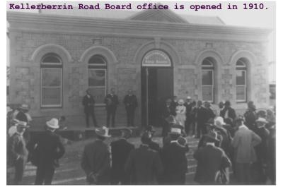 Black and White photograph.  Kellerberrin Road Board office is opened in 1910