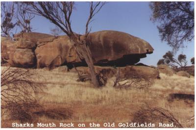 Colour photograph Sharks Mouth rock on the old Goldfields Road