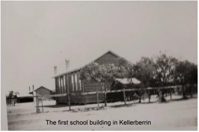 Black and White photograph.  The first school building in Kellerberrin