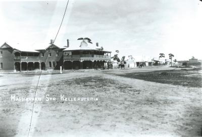 Black and White photograph.  Looking West from Hotel pre 1910