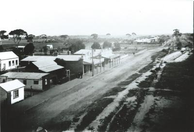 Black and White photograph Taken from water tower looking west