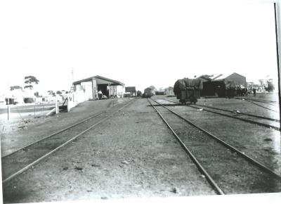 Black and White photograph. Kellerberrin Railway Station Larger goods shed. No Post Office in town