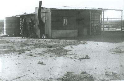 Black and White photograph.  Doodlakine May and Arthur Standring's first farm house