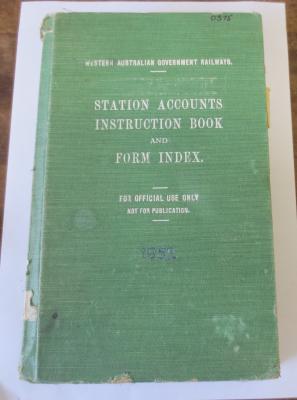 WAGR STATION ACCOUNTS BOOK & FORM INDEX