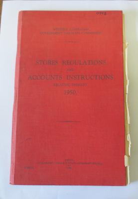 STORES REGULATIONS & ACCOUNTS INSTRUCTIONS 1950 WAGR