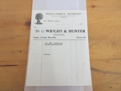SALES DOCKET --WRIGHT &HUNTER - BAKERS
