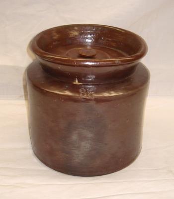 STONEWARE JAR WITH LID