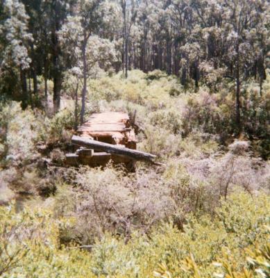 Between Barrabup and Cambray. Remain of railway bridge Barrabup near Nannup.