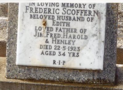 Fredrick Scoffern Grave Stone, Nannup Cemetery