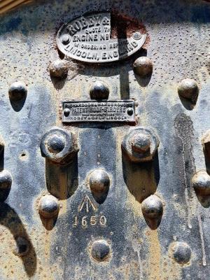 Robey Steam engine. Logo Engine located at Nannup Lions Club park. Robey and Co Ltd