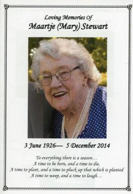 A Celebration of Mary Stewart's Life. 3 June 1926 - 5 December 2014