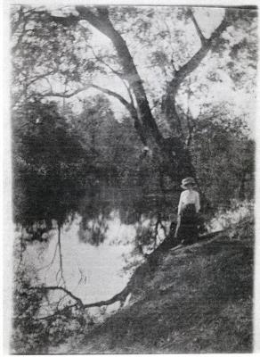 Blackwood River. Unknown lady wearing white hat. Circa 1890