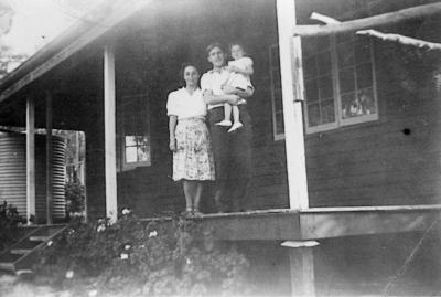 Johnny and Vanny McMahon on Verandah of Carlotta School House Circa 1947. Carlotta School was opened on February 2 1933, with 23 students. The school closed in 1947 when students from Carlotta were bused to Nannup.