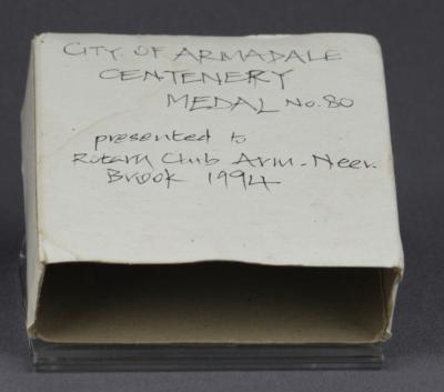 CARDBOARD CASE - CITY OF ARMADALE CENTENERY MEDAL