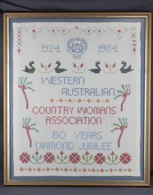 COUNTRY WOMEN'S ASSOCIATION DIAMOND JUBILEE MEMORIAL EMBROIDERED PLAQUE