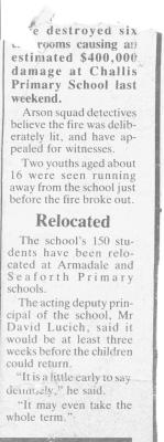 CHALLIS SCHOOL FIRE NEWSPAPER ARTICLE RELOCATION