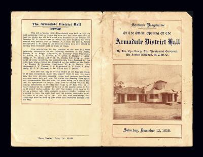 SOUVENIR PROGRAM ARMADALE DISTRICT HALL