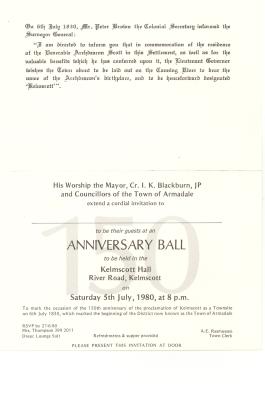INVITATION TO 50TH ANNIVERSARY BALL 1980