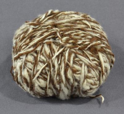 WOOL, SPUN - WHITE AND BROWN BALL OF