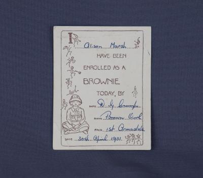 BROWNIE CERTIFICATE ALISON MARSH