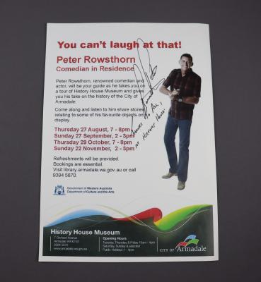 POSTER - PETER ROWSTHORN MUSEUM TOUR, SIGNED