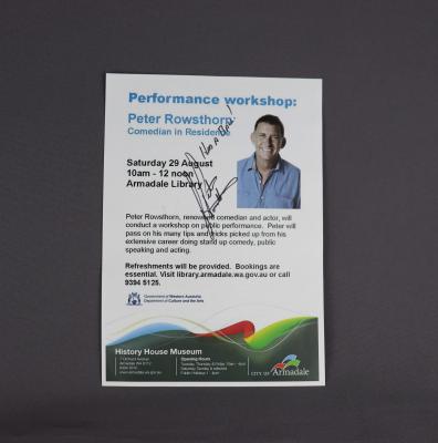 FLYER - PETER ROWSTHORN WORKSHOP SIGNED