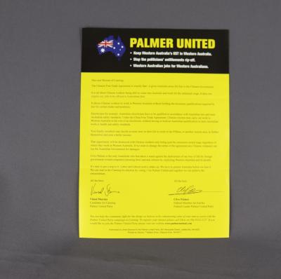PALMER UNITED PARTY PAMPHLET