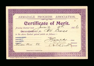 CERTIFICATE OF MERIT - ARMADALE PROGRESS ASSOCIATION