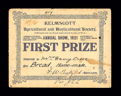 CERTIFICATE - KELMSCOTT AGRICULTURAL & HORTICULTURAL SOCIETY 1ST PRIZE