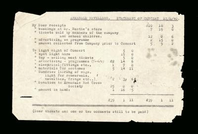 ACCOUNT - ARMADALE REVELLERS 12 AUGUST 1940