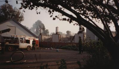 FIREFIGHTERS AT TOODYAY DISTRICT HIGH SCHOOL FIRE 1993