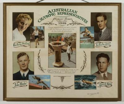 PHOTOGRAPHIC COLLAGE (FRAMED): AUSTRALIAN OLYMPIC REPRESENTATIVES FROM THE CITY OF SUBIACO, 1948