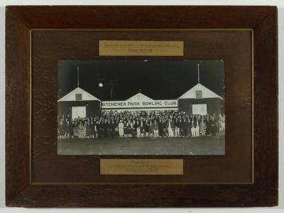 PHOTOGRAPH (FRAMED): KITCHENER PARK BOWLING CLUB, 1927/8