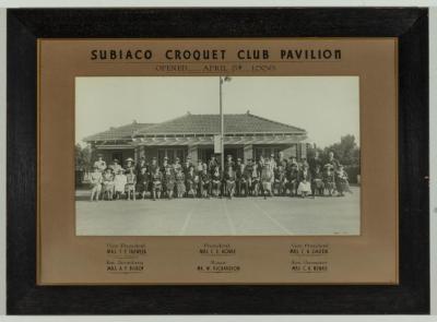 PHOTOGRAPH (FRAMED): SUBIACO CROQUET CLUB PAVILION - MR W RICHARDSON, MAYOR, AND MEMBERS - FRAMED