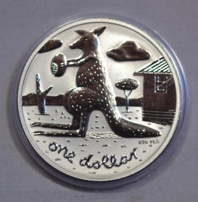 SILVER $1 COIN KANGAROOS BY REG MOMBASSA