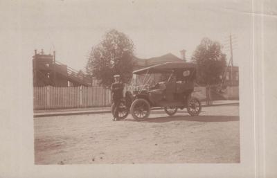 POSTCARD: THE FIRST SUBIACO TAXI WITH MR ERN CONGDON, DRIVER