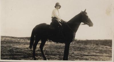 MISS KATH MACKINTOSH ON HORSE