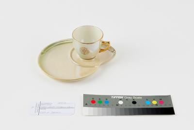 CUP AND SAUCER: WEMBLEY WARE, GREEN LUSTRE, SUBIACO MUNICIPALITY TENNIS SET