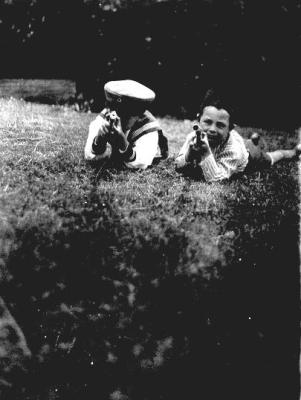 [Don McCallum and friend playing, 1914?].