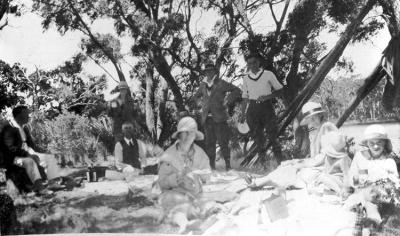 Bessie McCallum and others at a picnic.