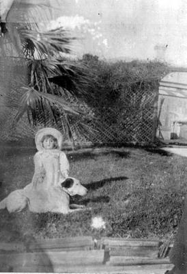 Doll in garden.